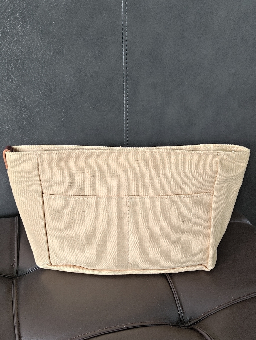 Portland Leather Canvas Tote Organizer in Sesame (Small)